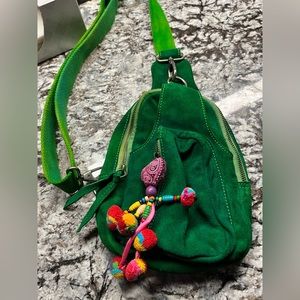 Free People Hand dyed Hudson Sling Bag Green